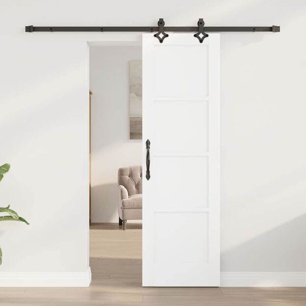 vidaXL Posuvn&eacute; dveře B&iacute;l&aacute; a čern&aacute; 61 x 198,5 cm Masivn&iacute; borov&eacute; dřevo