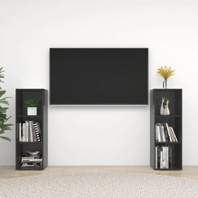 vidaXL TV stolky 2 ks šedé s vysokým leskem 107x35x37 cm dřevotříska