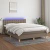 vidaXL Box spring postel s matrac&iacute; a LED taupe 140x200 cm textil
