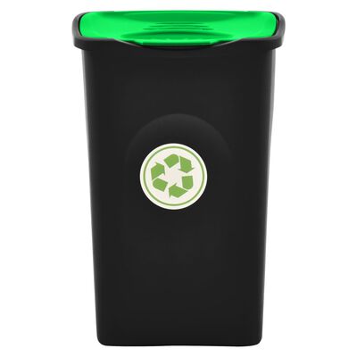 vidaXL Odpadkový koš s výklopným víkem 50 l černý a zelený