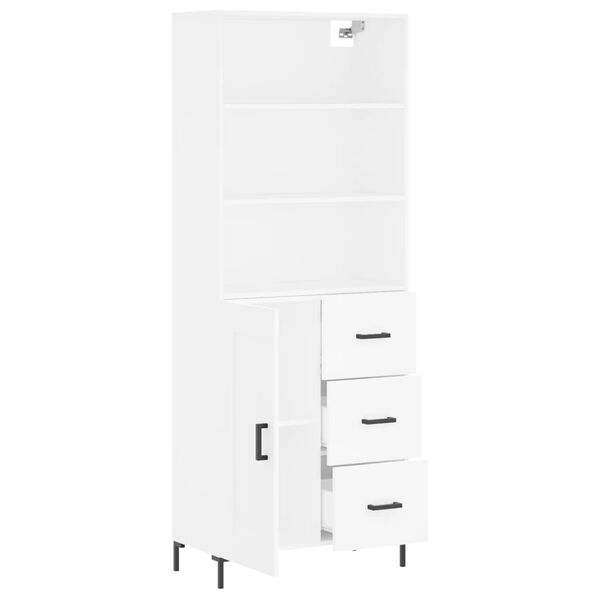 vidaXL Skř&iacute;ň highboard b&iacute;l&aacute; 69,5 x 34 x 180 cm kompozitn&iacute; dřevo