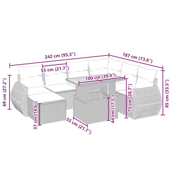 vidaXL 8d&iacute;ln&aacute; zahradn&iacute; sedac&iacute; souprava s podu&scaron;kami b&eacute;žov&aacute; polyratan