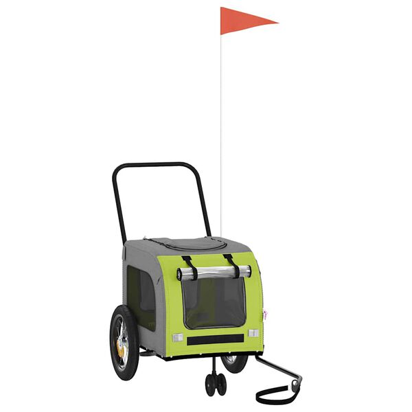 vidaXL Vozík za kolo pro domácí mazlíčky s úložištěm Zeleno-šedý