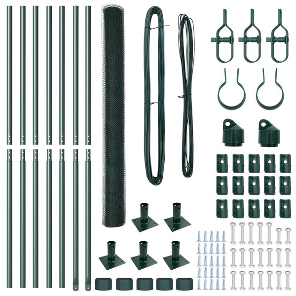 vidaXL Plotov&yacute; sloupek. Zelen&aacute; 10 x 1,5 m (s&iacute;ť 25 mm) Ocel a PVC