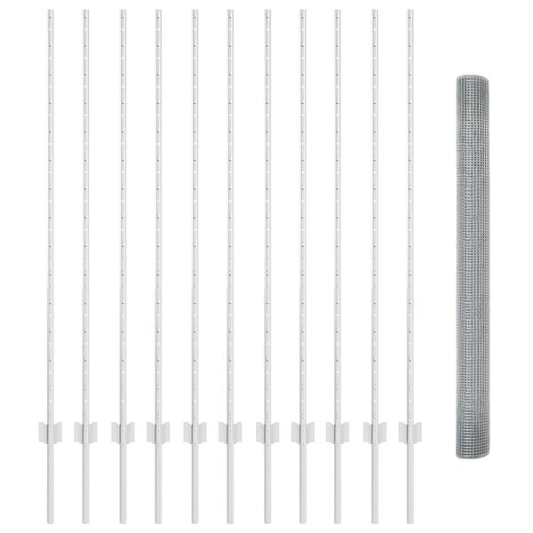 vidaXL Plot s sloupkem Stř&iacute;brn&aacute; 1,4 x 25 m Ocel