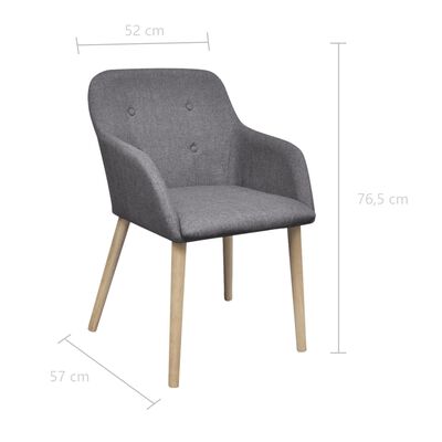 vidaXL Jídelní židle 4 ks světle šedé textil a masivní dubové dřevo