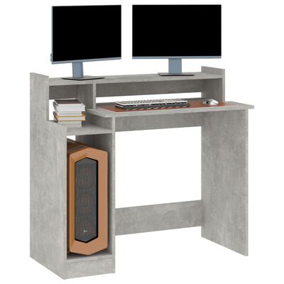 vidaXL Psací stůl s LED betonově šedý 97 x 45 x 90 cm kompozitní dřevo