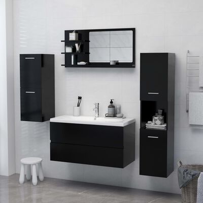 vidaXL Koupelnové zrcadlo černé 90 x 10,5 x 45 cm dřevotříska