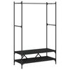 vidaXL Stojan na oblečen&iacute; s policemi čern&yacute; kompozitn&iacute; dřevo