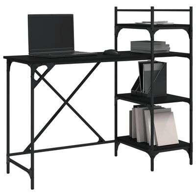 vidaXL Počítačový stůl s policemi černý 120 x 47 x 109 cm