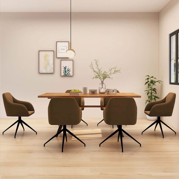 vidaXL J&iacute;deln&iacute; židle 6 ks hněd&eacute; samet