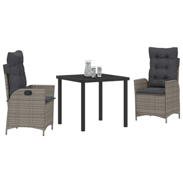 vidaXL Zahradn&iacute; j&iacute;deln&iacute; souprava s pol&scaron;t&aacute;řem 3 pcs &Scaron;ed&aacute; polyratan