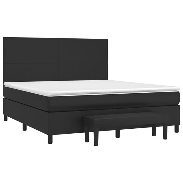 vidaXL Box spring postel s matrac&iacute; čern&aacute; 180x200 cm uměl&aacute; kůže
