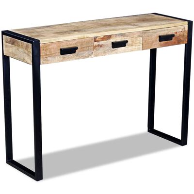 vidaXL Konzolový stolek se 3 zásuvkami, masivní mangovníkové dřevo 110x35x78 cm
