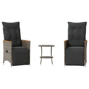 vidaXL 3d&iacute;ln&yacute; bistro set s podu&scaron;kami &scaron;ed&yacute; polyratan