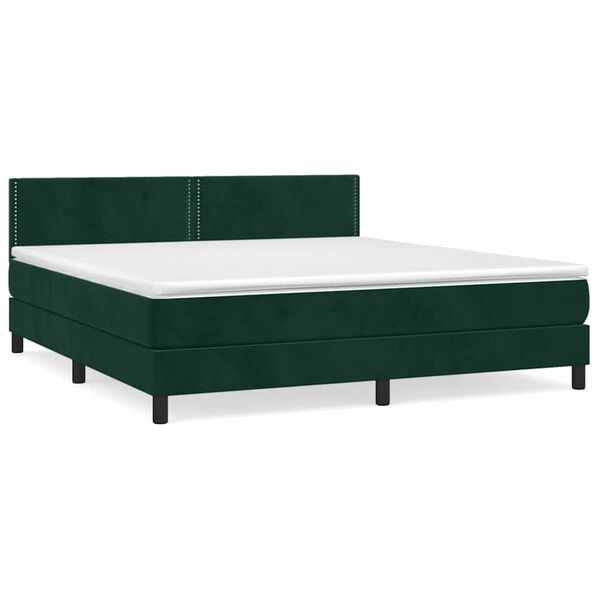 vidaXL Box spring postel s matrac&iacute; tmavě zelen&aacute; 180x200 cm samet