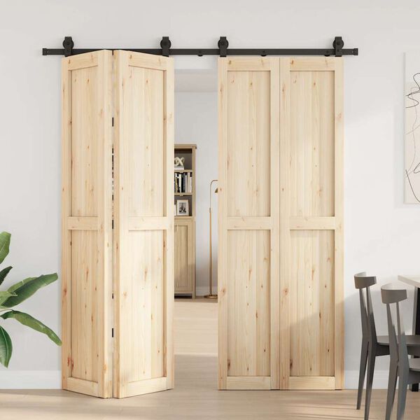 vidaXL Sada př&iacute;slu&scaron;enstv&iacute; pro posuvn&eacute; dveře 200 cm ocelov&aacute; čern&aacute;