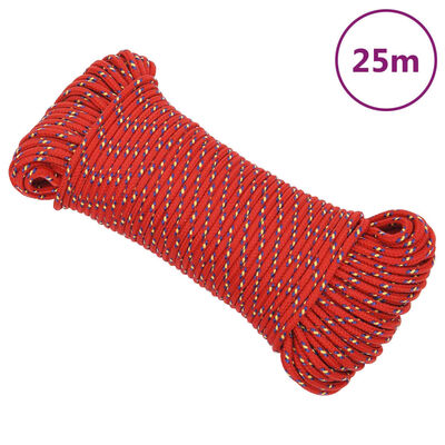 vidaXL Lodní lano červené 3 mm 25 m polypropylen