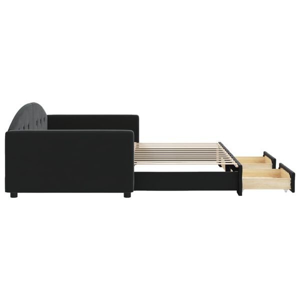 vidaXL V&aacute;lenda s přist&yacute;lkou a z&aacute;suvkami čern&aacute; 100 x 200 cm samet