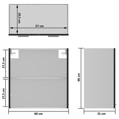 vidaXL Horní skříňka prosklená černá vysoký lesk 60x31x60 dřevotříska
