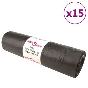 vidaXL Pytle na odpadky se stahovac&iacute;mi &scaron;ňůrkami 150 ks čern&eacute; 240 l