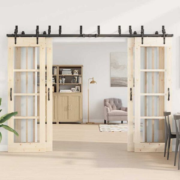 vidaXL Sada příslušenství pro posuvné dveře 305 cm ocelová černá