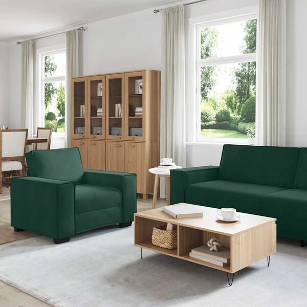 vidaXL 3d&iacute;ln&aacute; sedac&iacute; souprava s podu&scaron;kami tmavě zelen&aacute; samet