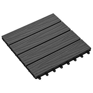 vidaXL Dlažba na terasu 3D design 11 ks Čern&aacute; 30 x 30 cm WPC