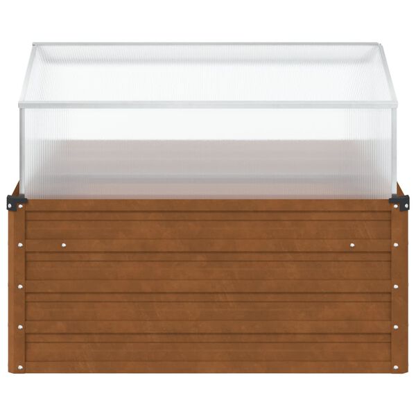 vidaXL Zahradní truhlík se skleníkem povětrnostně odolná ocel