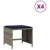 vidaXL Zahradn&iacute; stoličky s podu&scaron;kami 4 ks &scaron;ed&eacute; 40x40x35 cm polyratan