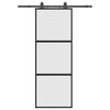 vidaXL Posuvn&eacute; dveře se sadou kov&aacute;n&iacute; čern&eacute; 76x205 cm Tvrzen&eacute; sklo