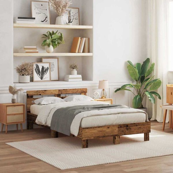 vidaXL R&aacute;m postele s čelo Star&eacute; dřevo 135 x 190 cm Kompozitn&iacute; dřevo