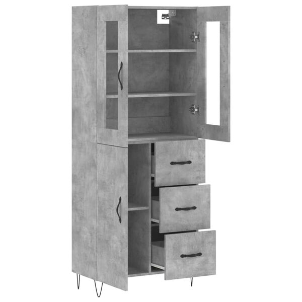 vidaXL Skř&iacute;ň highboard betonově &scaron;ed&aacute; 69,5x34x180 cm kompozitn&iacute; dřevo