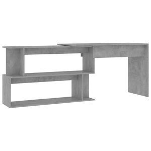 vidaXL Rohov&yacute; psac&iacute; stůl betonově &scaron;ed&yacute; 200 x 50 x 76 cm dřevotř&iacute;ska