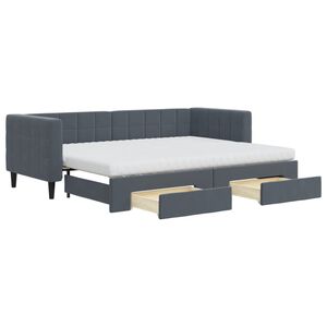 vidaXL V&aacute;lenda s přist&yacute;lkou a z&aacute;suvkami tmavě &scaron;ed&aacute; 80 x 200 cm samet