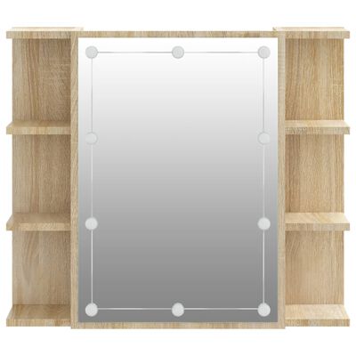 vidaXL Zrcadlová skříňka s LED dub sonoma 70 x 16,5 x 60 cm