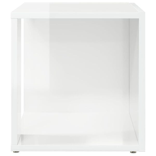 vidaXL Odkl&aacute;dac&iacute; stolek b&iacute;l&yacute; vysok&yacute; lesk 33 x 33 x 34,5 cm dřevotř&iacute;ska