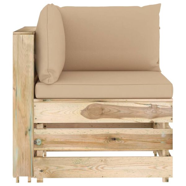 vidaXL 8d&iacute;ln&aacute; zahradn&iacute; souprava s podu&scaron;kami zeleně impregnovan&eacute; dřevo