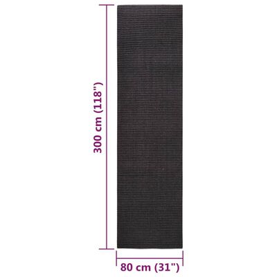 vidaXL Sisalový koberec pro škrabací sloupek černý 80 x 300 cm