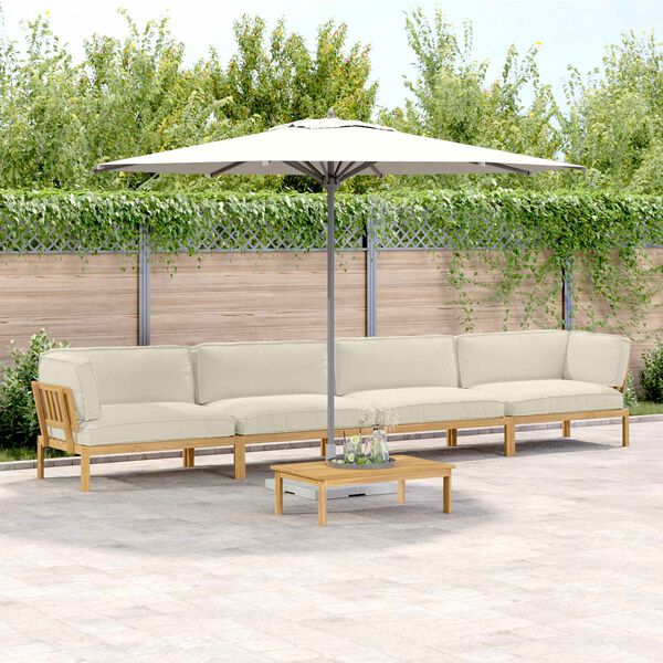 vidaXL Set pohovek s pol&scaron;t&aacute;řem 5 pcs Kr&eacute;mov&aacute; Masivn&iacute; ak&aacute;tov&eacute; dřevo