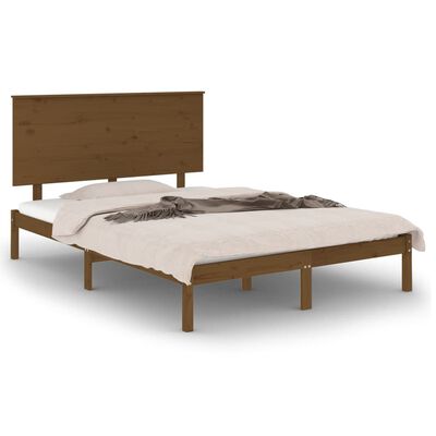 vidaXL Rám postele medově hnědý masivní dřevo 135 x 190 cm dvojlůžko