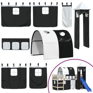 vidaXL Z&aacute;věsy na patrovou postel s tunelem a věž&iacute; b&iacute;l&eacute; a čern&eacute;