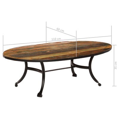 vidaXL Konferenční stolek masivní recyklované dřevo 110 x 60 x 35 cm