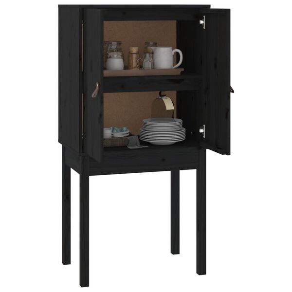 vidaXL Skříň highboard černá 60x40x120 cm masivní borové dřevo