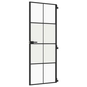 vidaXL Interi&eacute;rov&eacute; dveře &uacute;zk&eacute; čern&eacute; 76x201,5 cm tvrzen&eacute; sklo a hlin&iacute;k