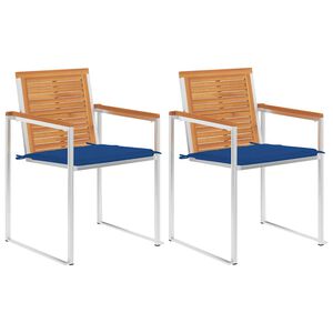 vidaXL Zahradn&iacute; židle s podu&scaron;kami 2 ks masivn&iacute; ak&aacute;ciov&eacute; dřevo a ocel