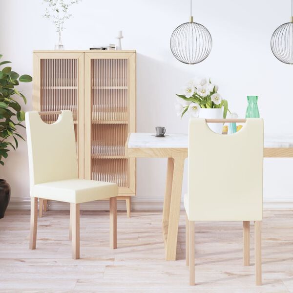 vidaXL J&iacute;deln&iacute; židle 2 ks kr&eacute;mov&eacute; uměl&aacute; kůže