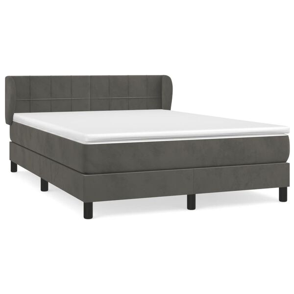vidaXL Box spring postel s matrac&iacute; tmavě &scaron;ed&yacute; 140 x 190 cm samet