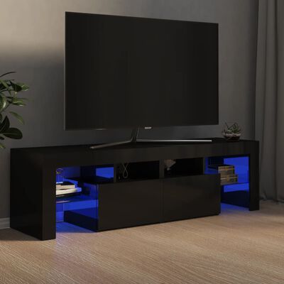 vidaXL TV skříňka s LED osvětlením černá vysoký lesk 140x36,5x40 cm