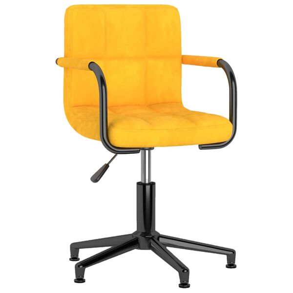 vidaXL Otočn&aacute; j&iacute;deln&iacute; židle hořčicově žlut&aacute; samet